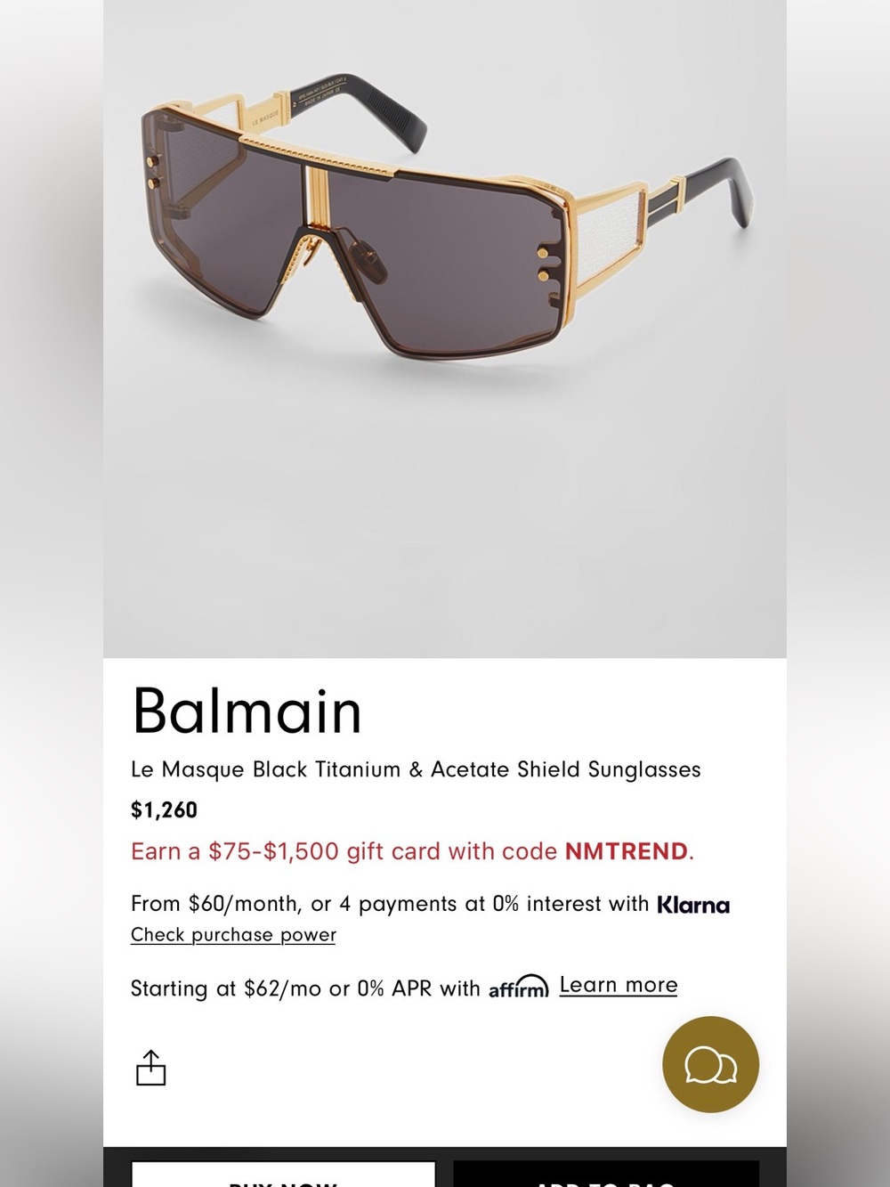 Balmain Le Masque shield sunglasses